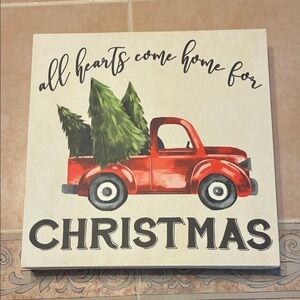 Christmas Wall Art with Red Truck